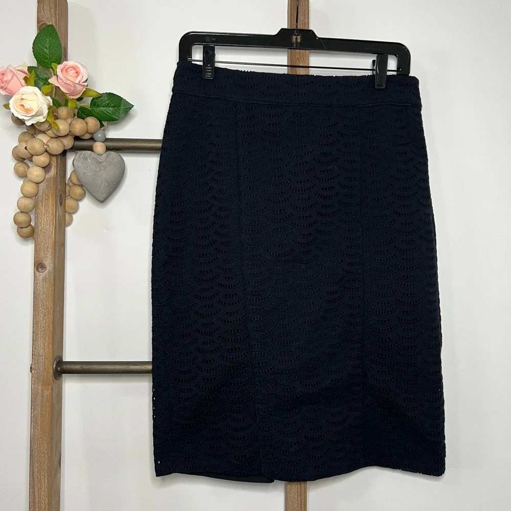 Ann Taylor Black Pencil Classic Workwear Chic Knee Length Skirt Size 4